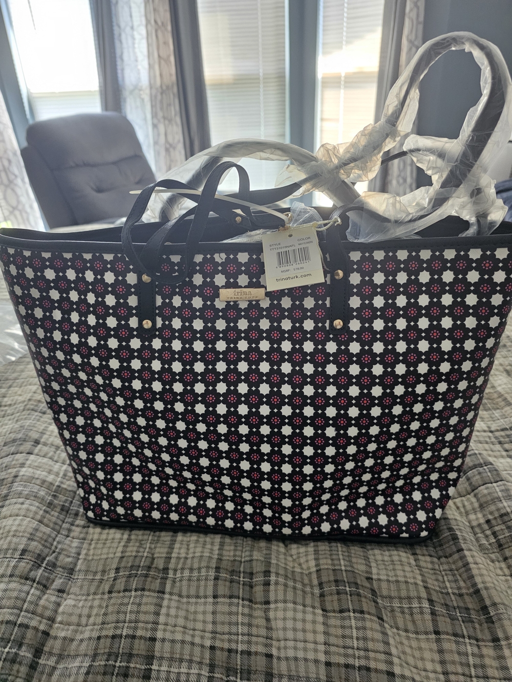 Trina Turk Large Tote With Separate Zipper Bag